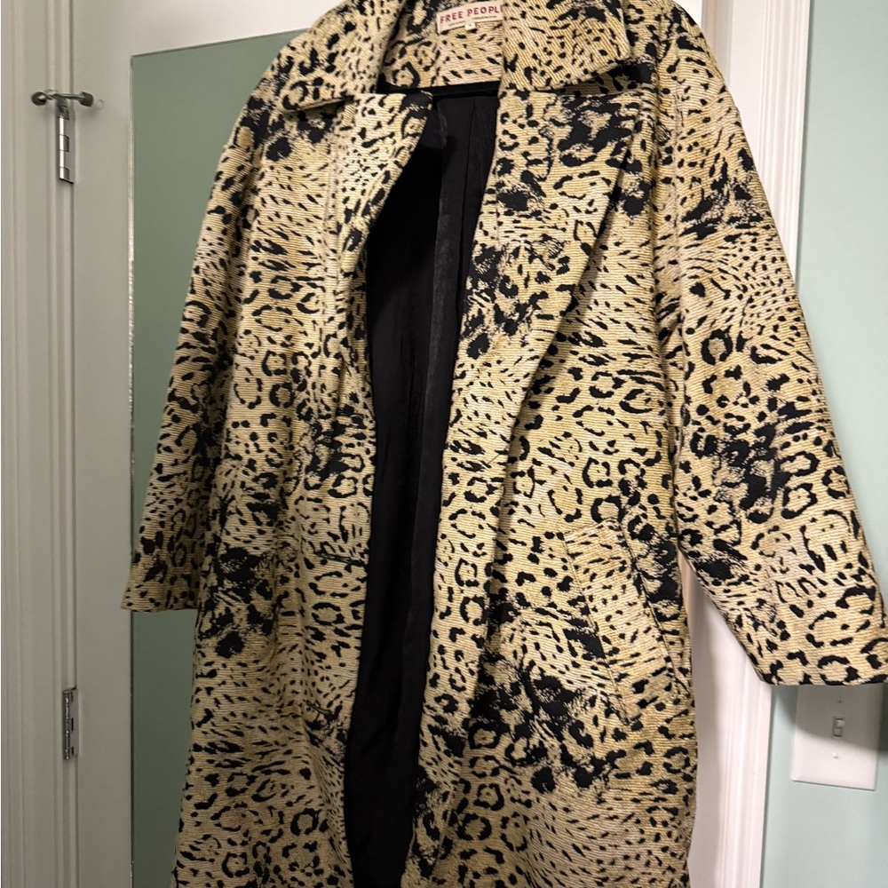 Free People Animal Print Jacket - Black and Tan